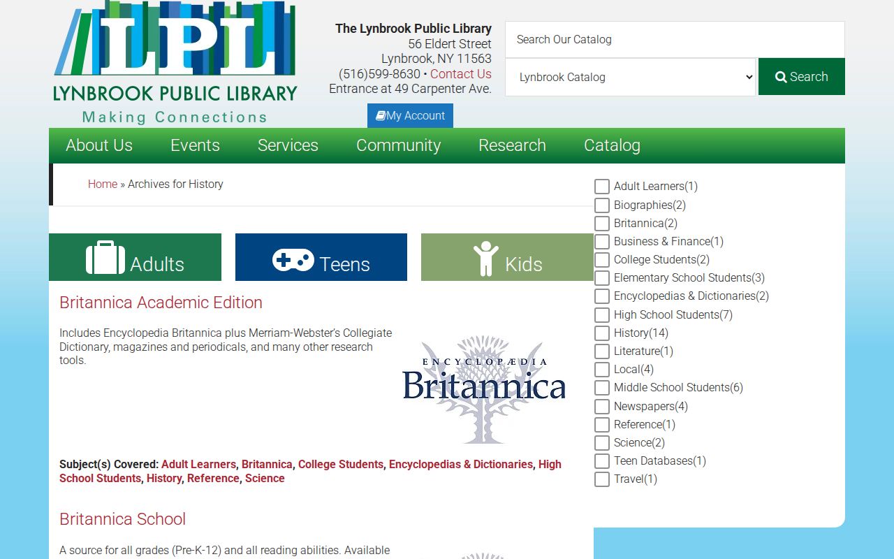 Lynbrook residents directory Lynbrook Public Library history resources