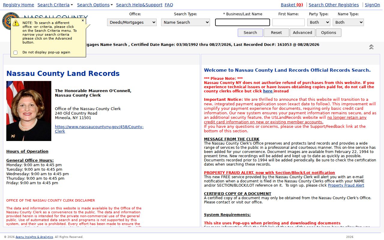 Lynbrook street directory Nassau deed index